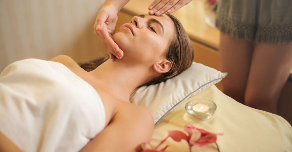 Experience tranquility with a relaxing aromatherapy facial at a luxurious spa.
